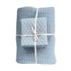 Cotton Kantha Stitched Bed Cover with 2 Quilted Standard Shams, Queen, Set of 3 Pieces