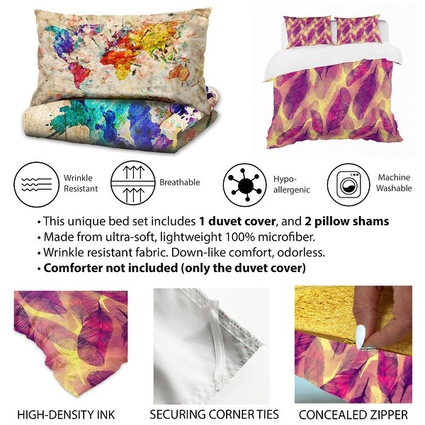 Designart 'Cute Colorful Cats On Seamless Pattern' Modern Duvet Cover Set