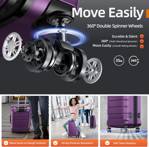 SHOWKOO Luggage Sets Expandable PC+ABS Durable Suitcase Sets Double Wheels TSA Lock Pink 3pcs