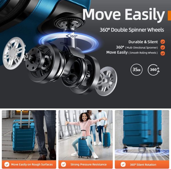 SHOWKOO Luggage Sets Expandable PC+ABS Durable Suitcase Sets Double Wheels TSA Lock Pink 3pcs
