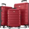SHOWKOO Luggage Sets Expandable PC+ABS Durable Suitcase Sets Double Wheels TSA Lock Pink 3pcs