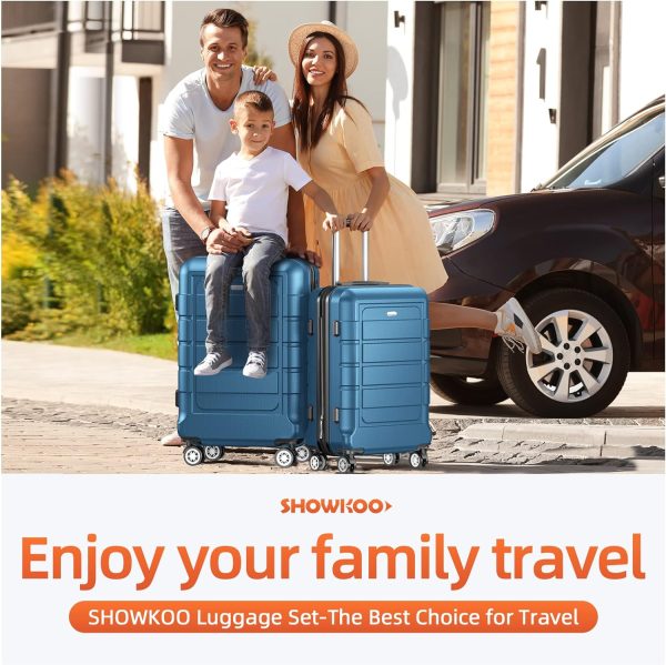 SHOWKOO Luggage Sets Expandable PC+ABS Durable Suitcase Sets Double Wheels TSA Lock Pink 3pcs