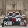 Rustic Lodge Moose Real Patchwork Reversible Quilt Set
