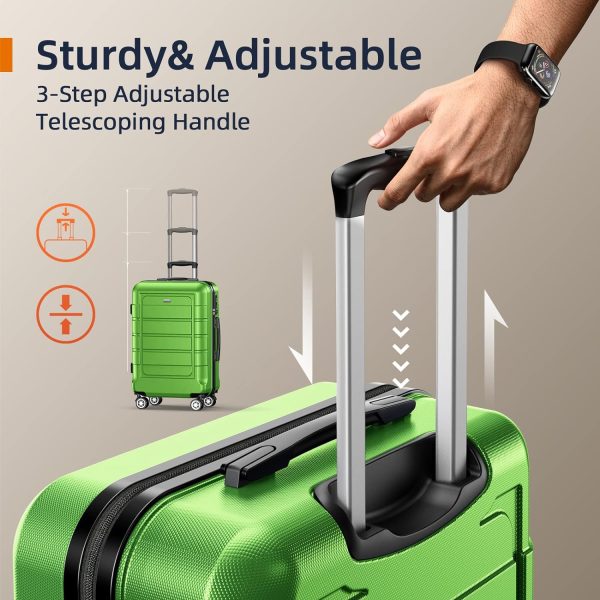 SHOWKOO Luggage Sets Expandable PC+ABS Durable Suitcase Sets Double Wheels TSA Lock Pink 3pcs