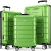 SHOWKOO Luggage Sets Expandable PC+ABS Durable Suitcase Sets Double Wheels TSA Lock Pink 3pcs