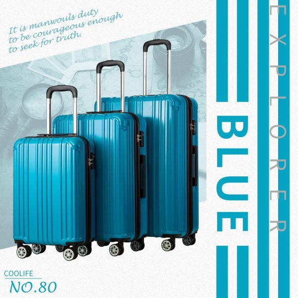 Luggage Expandable Suitcase PC+ABS 3 Piece Set with TSA Lock Spinner Carry