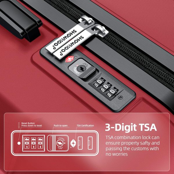 SHOWKOO Luggage Sets Expandable PC+ABS Durable Suitcase Sets Double Wheels TSA Lock Pink 3pcs