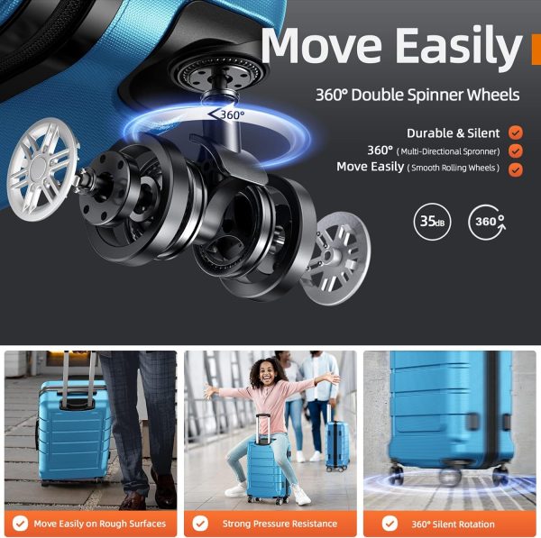 SHOWKOO Luggage Sets Expandable PC+ABS Durable Suitcase Sets Double Wheels TSA Lock Pink 3pcs