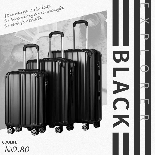 Luggage Expandable Suitcase PC+ABS 3 Piece Set with TSA Lock Spinner Carry