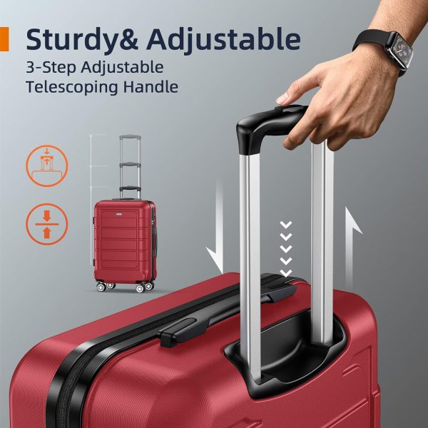 SHOWKOO Luggage Sets Expandable PC+ABS Durable Suitcase Sets Double Wheels TSA Lock Pink 3pcs