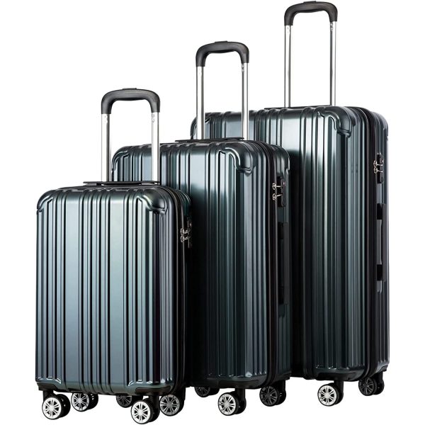 Luggage Expandable Suitcase PC+ABS 3 Piece Set with TSA Lock Spinner Carry
