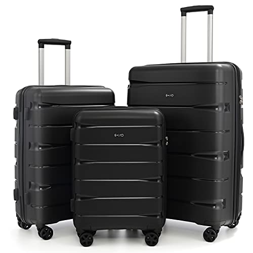 Luggage Expandable 3 Piece Sets PC+ABS Spinner Suitcase Built-In TSA lock 20 inch 24 inch 28 inch