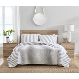 Stone Cottage Willow Way Ticking Stripe Cotton Grey Quilt Set