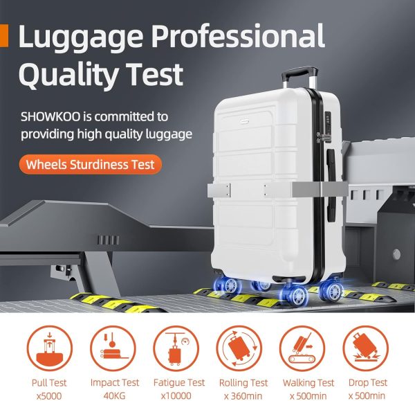 SHOWKOO Luggage Sets Expandable PC+ABS Durable Suitcase Sets Double Wheels TSA Lock Pink 3pcs