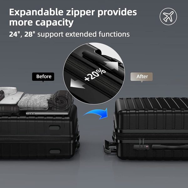 Luggage Sets Expandable ABS Hardshell 3pcs Clearance Luggage Hardside Lightweight Durable Suitcase sets Spinner Wheels Suitcase with TSA Lock