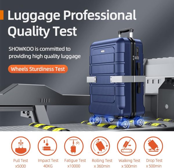 SHOWKOO Luggage Sets Expandable PC+ABS Durable Suitcase Sets Double Wheels TSA Lock Pink 3pcs