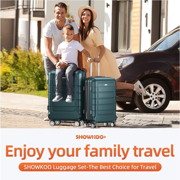 SHOWKOO Luggage Sets Expandable PC+ABS Durable Suitcase Sets Double Wheels TSA Lock Pink 3pcs