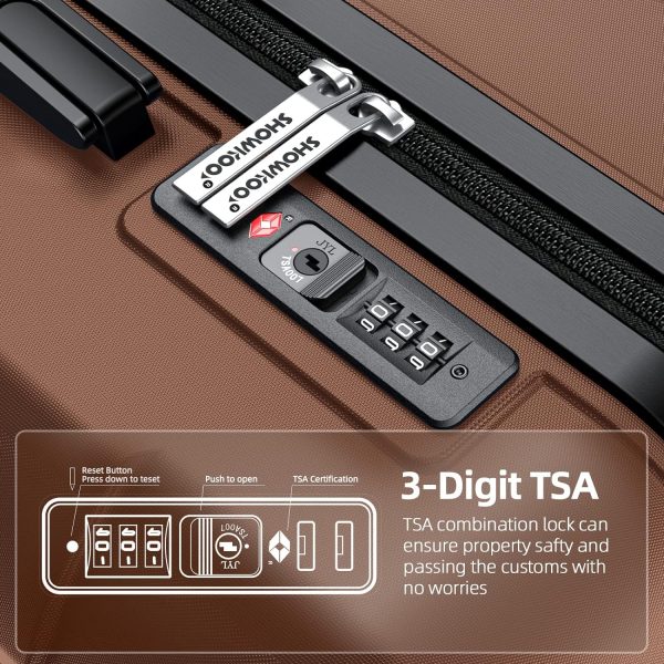 SHOWKOO Luggage Sets Expandable PC+ABS Durable Suitcase Sets Double Wheels TSA Lock Pink 3pcs