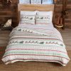 Premium Holiday Striped Microfiber Quilt Set With Shams