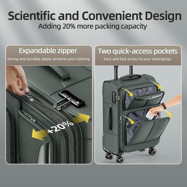 Luggage Sets 3 Piece Softside Expandable Lightweight Durable Suitcase Sets Double Spinner Wheels TSA Lock