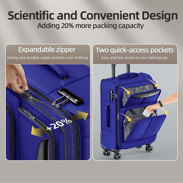 Luggage Sets 3 Piece Softside Expandable Lightweight Durable Suitcase Sets Double Spinner Wheels TSA Lock