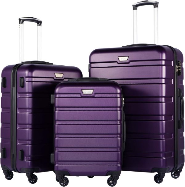 Coolife Luggage 3 Piece Set Suitcase Spinner Hardshell Lightweight TSA Lock