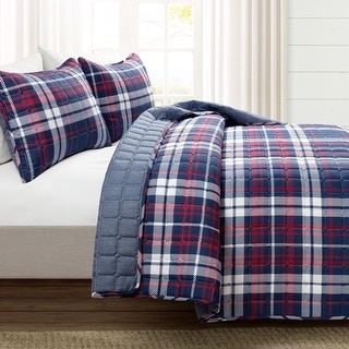 Lush Decor Grayson Farmhouse Plaid Reversible 3 Piece Quilt Set
