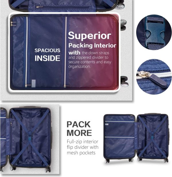 Luggage Expandable 3 Piece Sets PC+ABS Spinner Suitcase