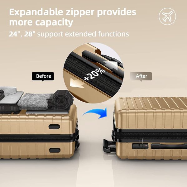 Luggage Sets Expandable ABS Hardshell 3pcs Clearance Luggage Hardside Lightweight Durable Suitcase sets Spinner Wheels Suitcase with TSA Lock