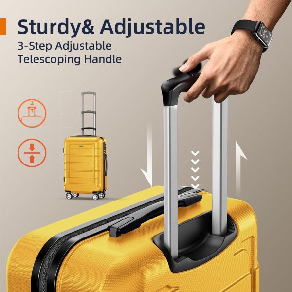 SHOWKOO Luggage Sets Expandable PC+ABS Durable Suitcase Sets Double Wheels TSA Lock Pink 3pcs