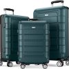 SHOWKOO Luggage Sets Expandable PC+ABS Durable Suitcase Sets Double Wheels TSA Lock Pink 3pcs