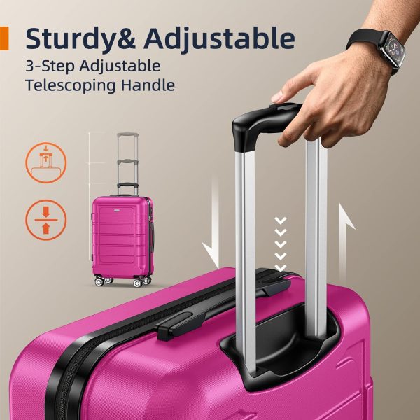 SHOWKOO Luggage Sets Expandable PC+ABS Durable Suitcase Sets Double Wheels TSA Lock Pink 3pcs