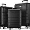 SHOWKOO Luggage Sets Expandable PC+ABS Durable Suitcase Sets Double Wheels TSA Lock Pink 3pcs