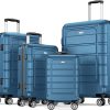 SHOWKOO Luggage Sets Expandable PC+ABS Durable Suitcase Sets Double Wheels TSA Lock Pink 3pcs
