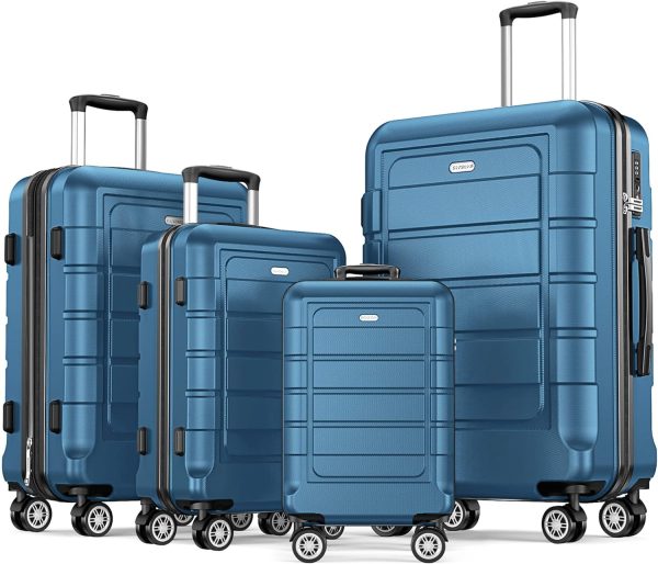 SHOWKOO Luggage Sets Expandable PC+ABS Durable Suitcase Sets Double Wheels TSA Lock Pink 3pcs