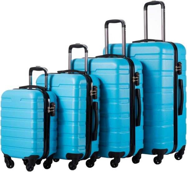 Coolife Luggage 3 Piece Set Suitcase Spinner Hardshell Lightweight TSA Lock