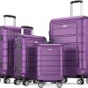 SHOWKOO Luggage Sets Expandable PC+ABS Durable Suitcase Sets Double Wheels TSA Lock Pink 3pcs
