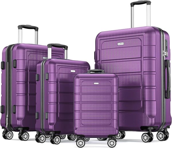 SHOWKOO Luggage Sets Expandable PC+ABS Durable Suitcase Sets Double Wheels TSA Lock Pink 3pcs