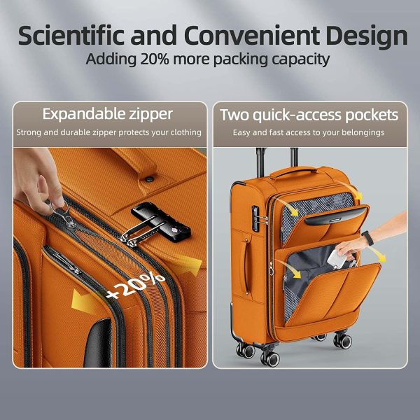 Luggage Sets 3 Piece Softside Expandable Lightweight Durable Suitcase Sets Double Spinner Wheels TSA Lock