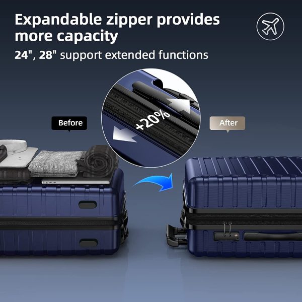 Luggage Sets Expandable ABS Hardshell 3pcs Clearance Luggage Hardside Lightweight Durable Suitcase sets Spinner Wheels Suitcase with TSA Lock