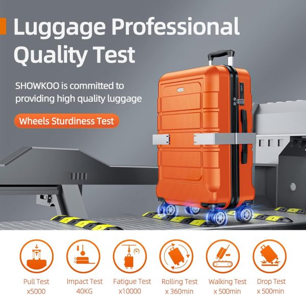 SHOWKOO Luggage Sets Expandable PC+ABS Durable Suitcase Sets Double Wheels TSA Lock Pink 3pcs