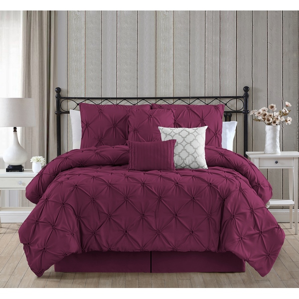 CEDAR COURT Smocked Circle Embellished 7-Piece Microfiber Comforter Bedding Set