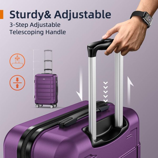 SHOWKOO Luggage Sets Expandable PC+ABS Durable Suitcase Sets Double Wheels TSA Lock Pink 3pcs