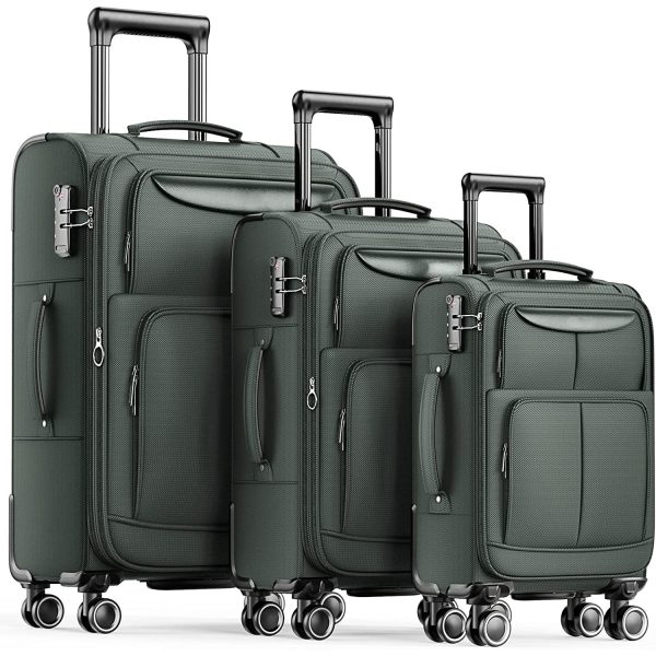 Luggage Sets 3 Piece Softside Expandable Lightweight Durable Suitcase Sets Double Spinner Wheels TSA Lock