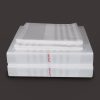 210 TC 100pct Cotton Sateen Striped White Sheet Set