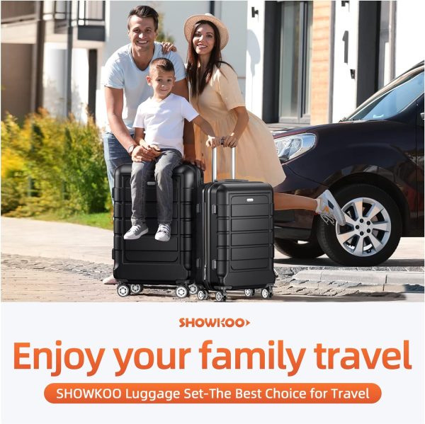 SHOWKOO Luggage Sets Expandable PC+ABS Durable Suitcase Sets Double Wheels TSA Lock Pink 3pcs