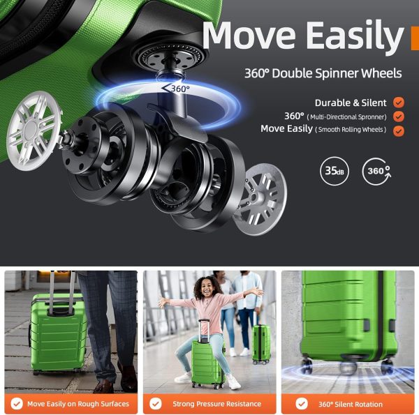 SHOWKOO Luggage Sets Expandable PC+ABS Durable Suitcase Sets Double Wheels TSA Lock Pink 3pcs