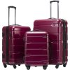 Luggage Expandable 3 Piece Sets PC+ABS Spinner Suitcase Built-In TSA lock 20 inch 24 inch 28 inch