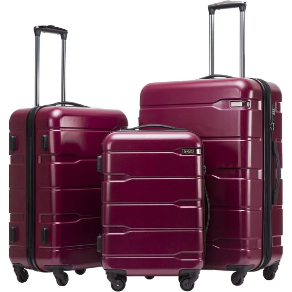 Luggage Expandable 3 Piece Sets PC+ABS Spinner Suitcase Built-In TSA lock 20 inch 24 inch 28 inch