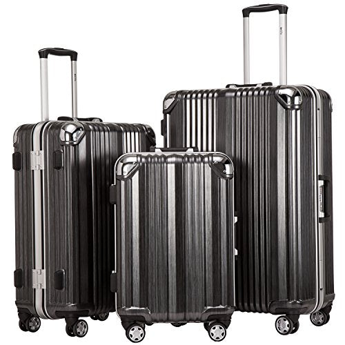 Luggage Aluminium Frame Suitcase 3 Piece Set with TSA Lock 100% PC
